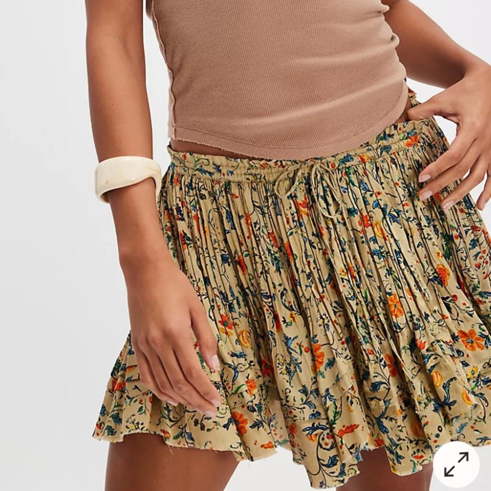 FP One Third Charm Printed Mini Skirt | size large | free people | green combo